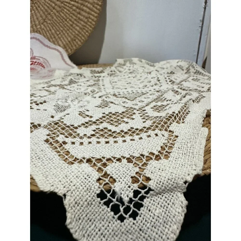 Vintage 2 piece white lace fabrics